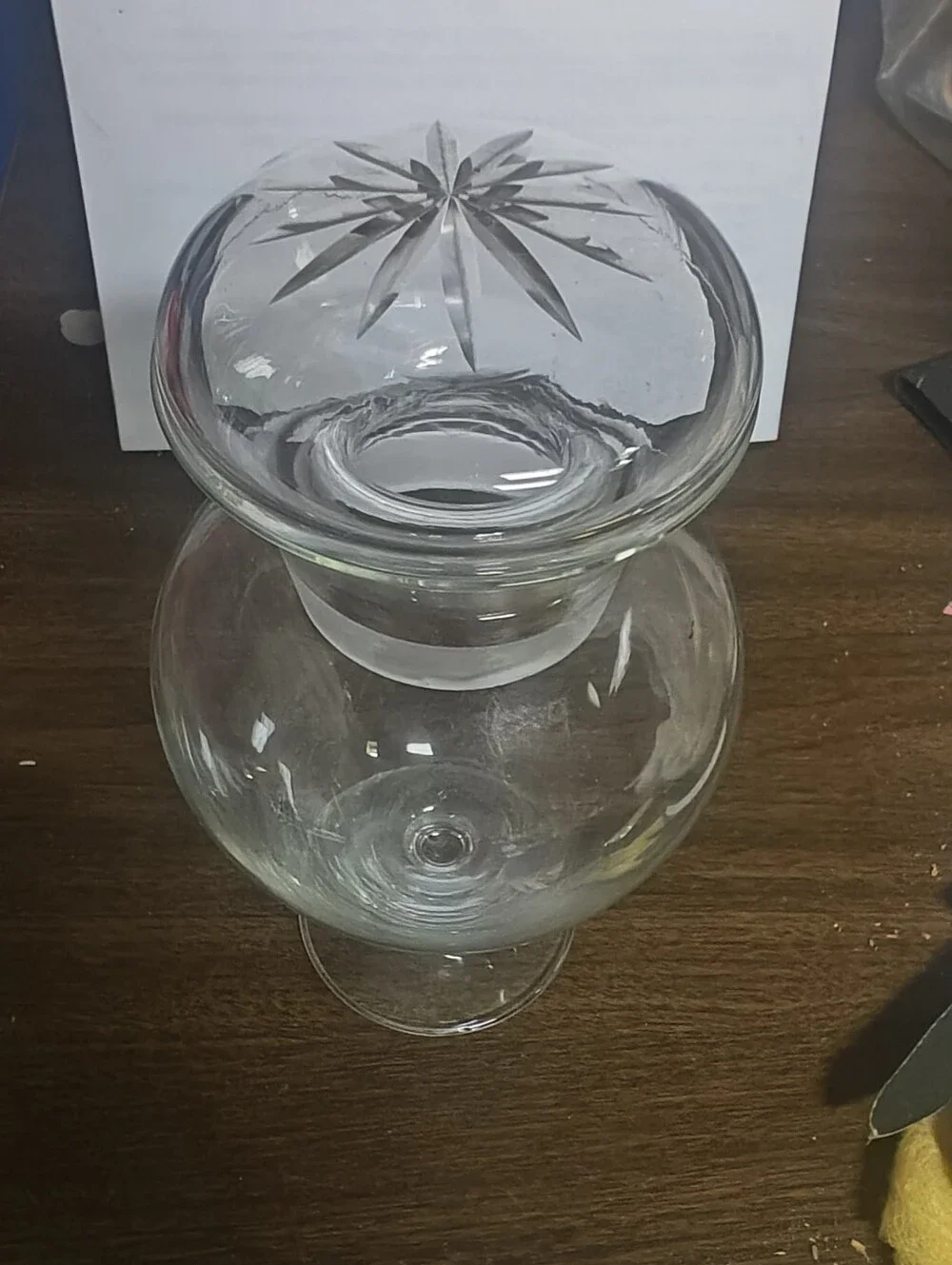 Clear Glass Apothecary Jar with Cut Star Lid